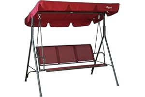 Kozyard Belle 3-Person Outdoor Patio Glider Swing with Strong Weather-Resistant Powder-Coated Steel Frame and Textilene Seats (Red)