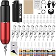 Nazzor Tattoo Kits Tattoo Machine Tattoo Pen with 1500mAh Power Supply and LCD Display Red
