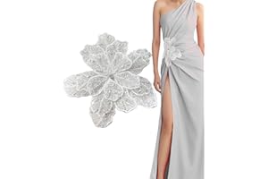 SAIXCCS 1pc Handmade Large Flower Rhinestone Applique for Clothes, Sparkly Sequin Beaded Patches for Wedding Dress, Embroidery Lace Sewing Patches for Bodice Hat Jean Jacket (White)