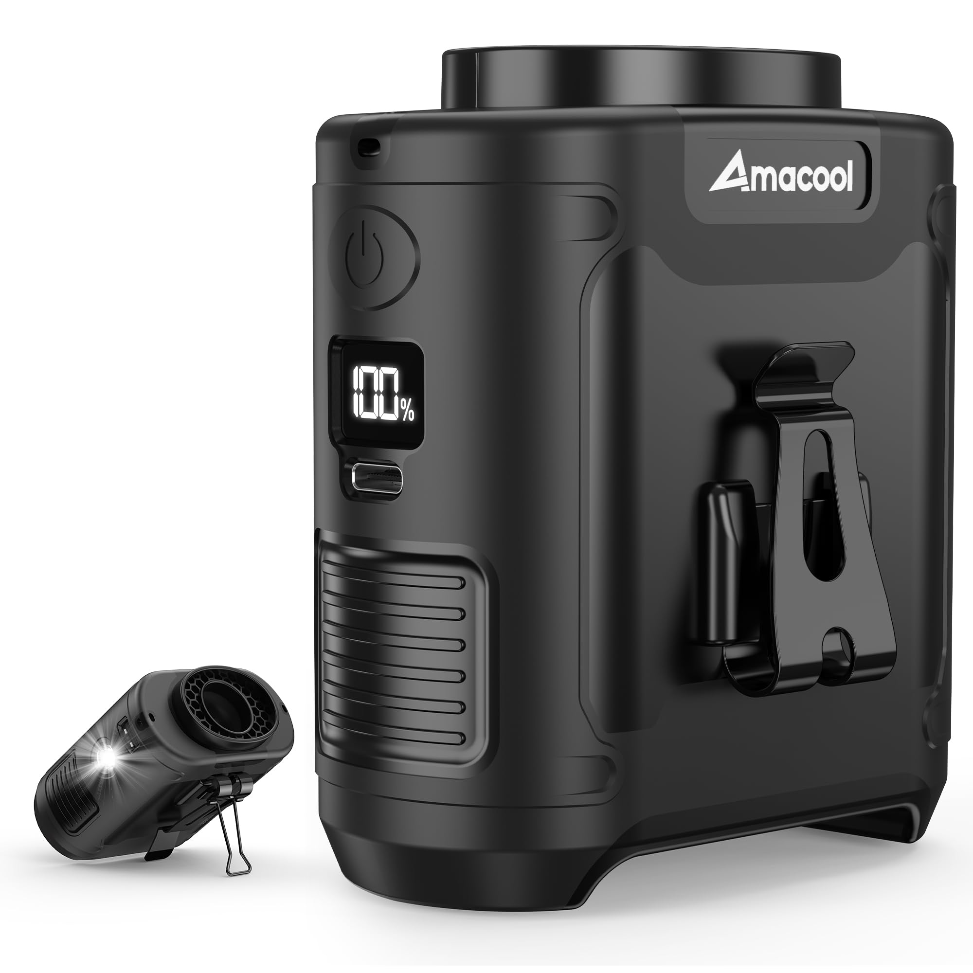 Photo 1 of AMACOOL Portable Waist Fan Clip On, MAX 40H Work Time, 10000mAh Rechargeable Wearable Shirt Fan with Light, 16000RPM Powerful 5 Speed Belt Fans Personal Cooling Fans for Outdoor Jobsite Camping Travel