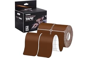 VityElk Kinesiology Tape (2 Rolls)，20 Count/Roll Elastic Premium Precut Strips Athletic Tape， Hypoallergenic Cotton Waterproof K Tape for Muscle Pain Relief and Joint Support(Brown)