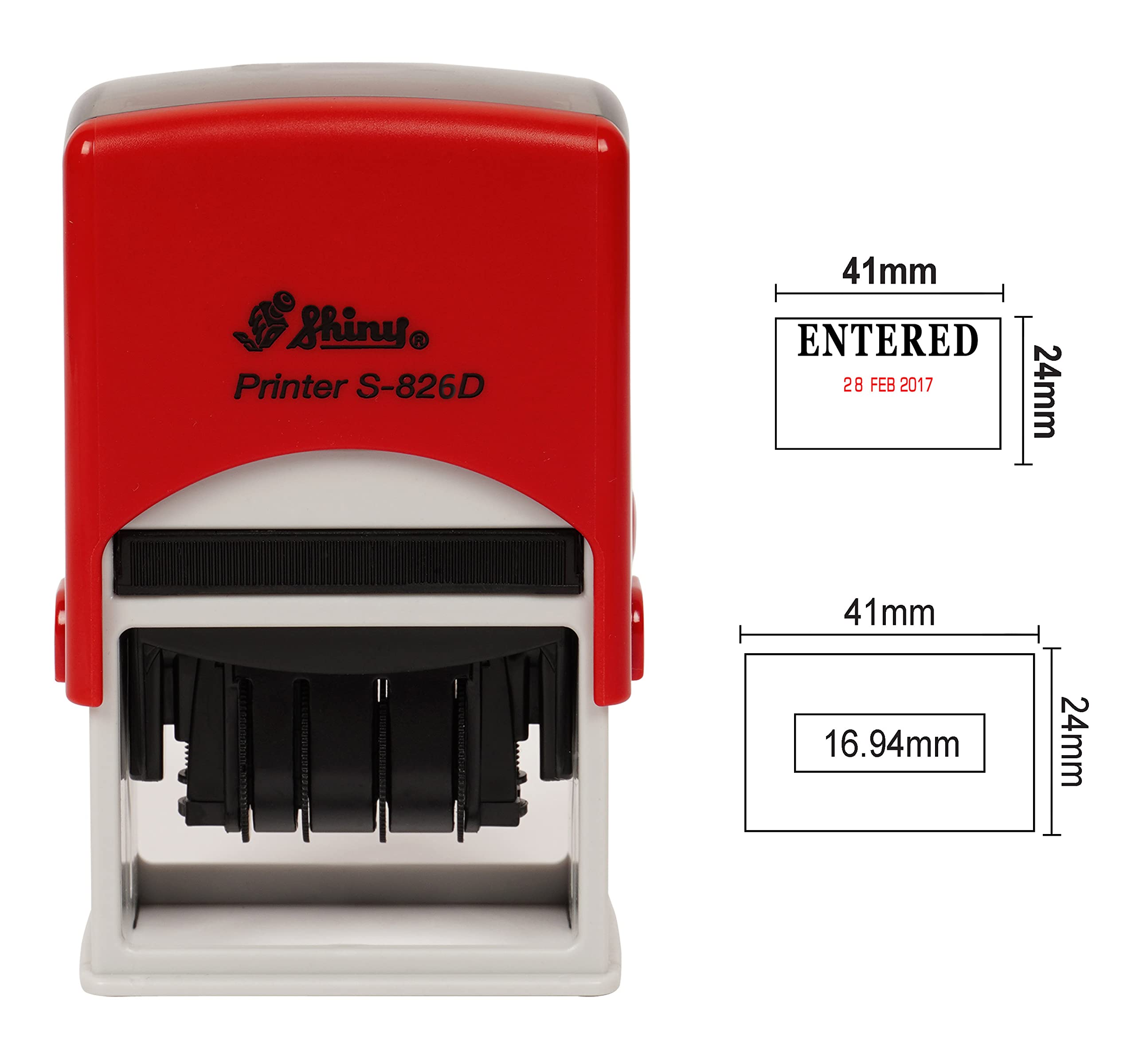 Shiny Date Stamp Self Inking with Entered Text Ofiice Stationery Rubber Stamper S-826D