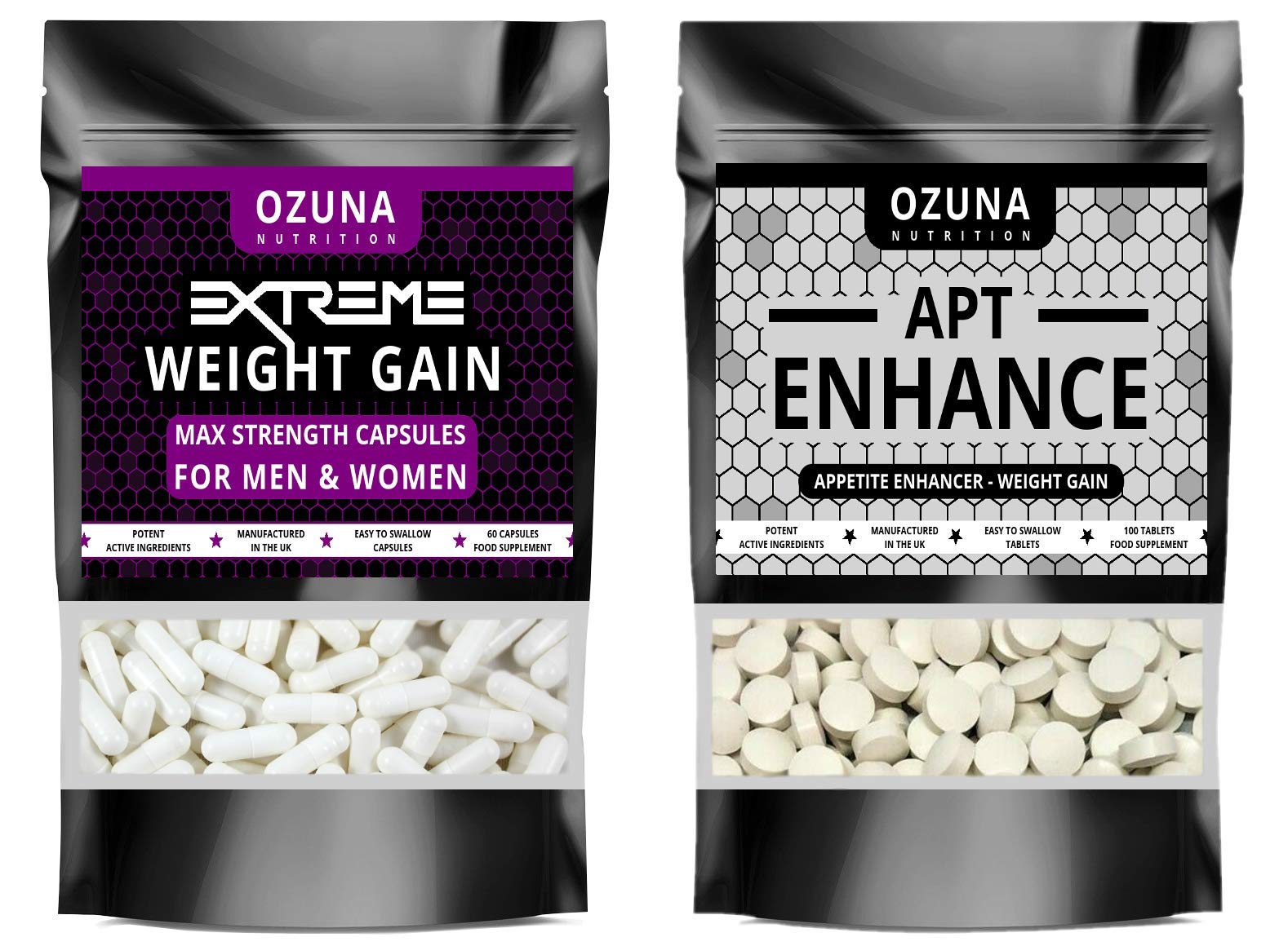 Extreme Weight Gain Anabolic & Appetite Stimulant Bundle – Weight Gainer for Women & Men - Fast Mass Gainer Supplement & Muscle Growth Pills – Made in The UK