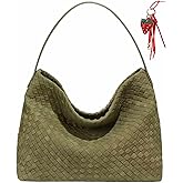FRESHBRIEFS Woven Suede Shoulder Bag for Women,Suede Handbag Hobo Fashion Tote Bag Satchel for Work Weekend Travel Purse 2025