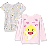 Nickelodeon Baby-Girls Baby Shark 2-Piece T-Shirt Bundle Set - Toddler Girl Size 2t-5t - Mommy & Daddy Shark
