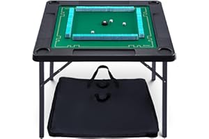 Queensell 35" Folding Game Table, Domino Table, Mahjong Table with Heavy-Duty Legs - 35 x 35 x 27 Inches with Storage Bag Double Sided Mat