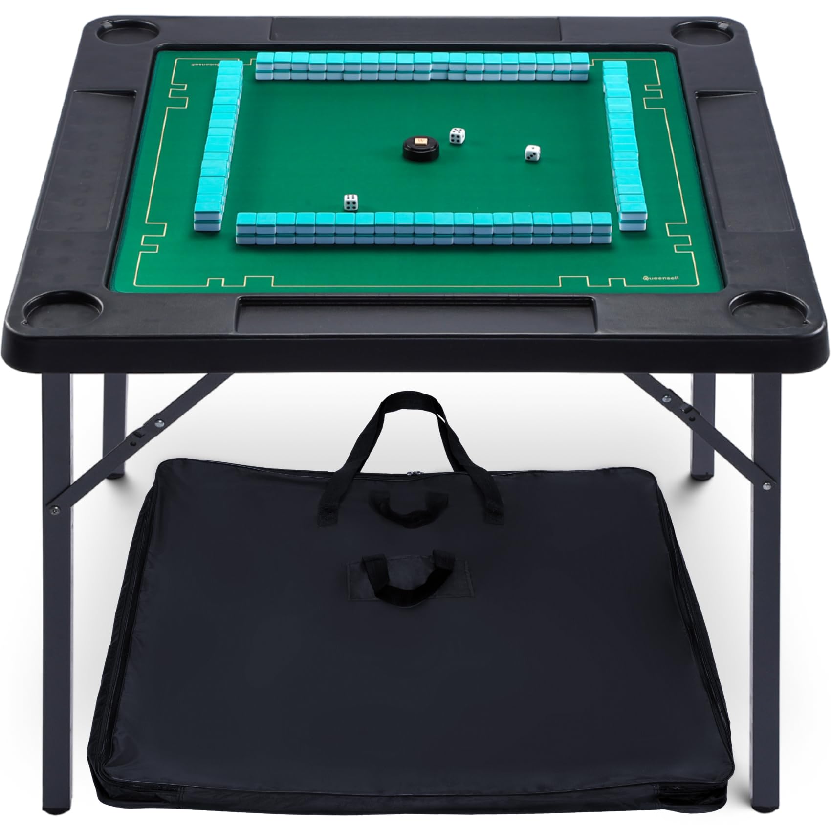 Photo 1 of Queensell 35" Folding Game Table, Domino Table, Mahjong Table with Heavy-Duty Legs - 35 x 35 x 27 Inches with Storage Bag Double Sided Mat