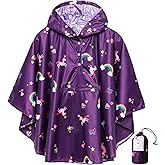 SaphiRose Lightweight Kids Rain Poncho Jacket Waterproof Outwear Rain Coat