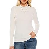 Biffxeu Womens Long Sleeve Mock Neck Sweater Ribbed Knit Top Mock Turtleneck Pullover Casual Fitting Jumper Sweater Top
