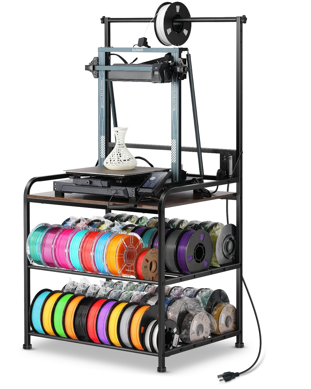 Photo 1 of AHOWPD 3D Printer Rack Filaments Storage - Rolling 3d Printing Stand Filament Organizer, Spools Holder Racks Cart with Wheels, Heavy Duty Shelf Hold Spool PLA, ABS, PETG for Garage Office Workshop