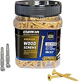 CAMNWAMN Deck Screws #8 x 1-1/2", 350 PCS, Wood Screws 1-1/2 Inch, Epoxy Coated, Rust Resistant Exterior Screws, Torx Drive H