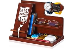 PRINLUCK Valentines Day Husband Gifts, Wood Phone Docking Station, Husband Valentine Gifts from Wife, Anniversary Birthday Gifts for Husband, Best Husband Ever Gifts, Christmas Stocking Stuffers for Husband