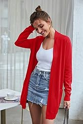 Womens Lightweight Long Sleeve Open Front Long