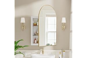 Mepplzian Recessed Medicine Cabinet for Bathroom,Brushed Gold Arched Medicine Cabinet with Mirror,Arch Mirrored Medicine Cabinets Recessed,Bathroom Mirror with Storage,Open from Left to Right 20x30