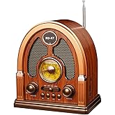 Qneye Portable Vintage AM/FM/SW Radio with Bluetooth Speaker, Retro Design | USB/TF Playback, High Sensitivity Antenna, Rechargeable Old Schoool Radio for Home,Office,Kitchen,Home Decor