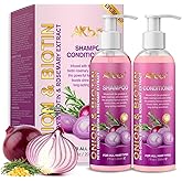 Onion Rosemary and Biotin Shampoo and Conditioner Set for Strengthening, Moisturizing & Encouraging Longer, Healthier Hair, Hair Loss and Thinning Hair, Paraben-Free, Growth Shampoo and Treatment Set