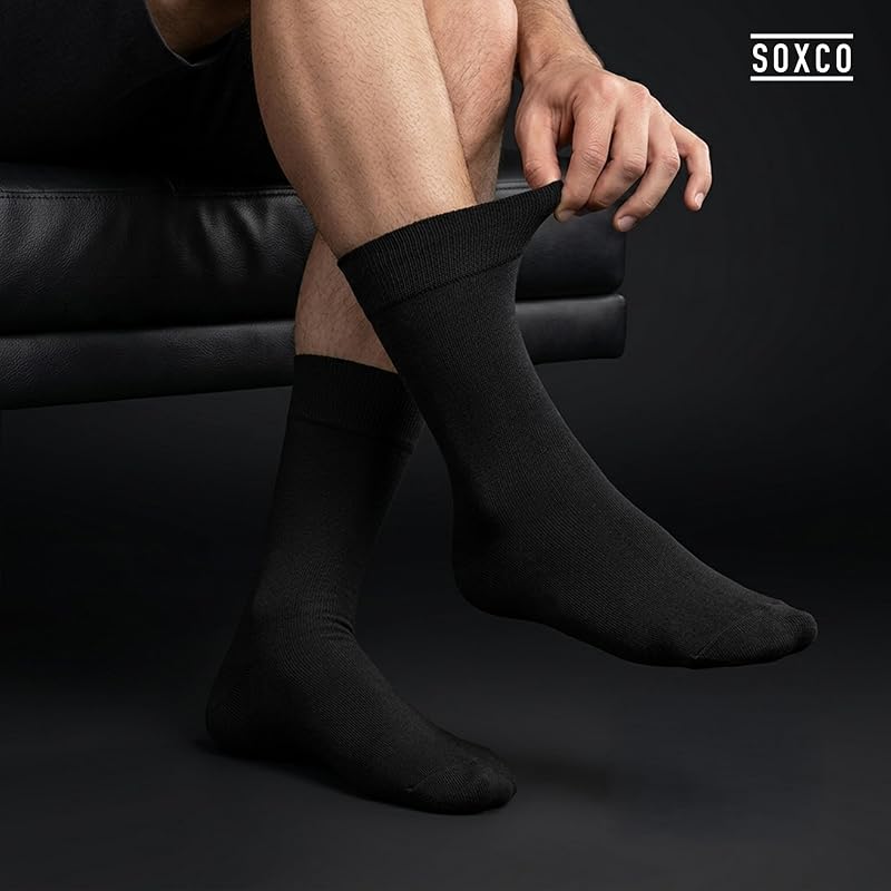 Meias altas de algodão para homens 43-46 Pretas, Pack de 12 Pares