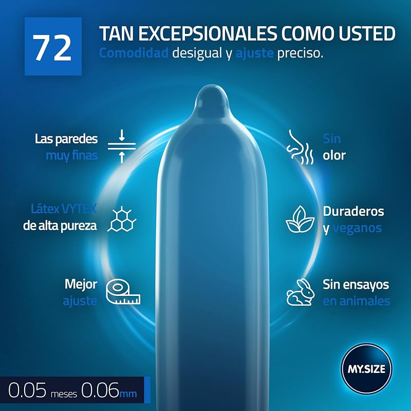 Preservativos PRO ELITE, tamanho 8, 72 mm, XXXL, 36 peças - Látex Vytex extra puro, fácil de abrir