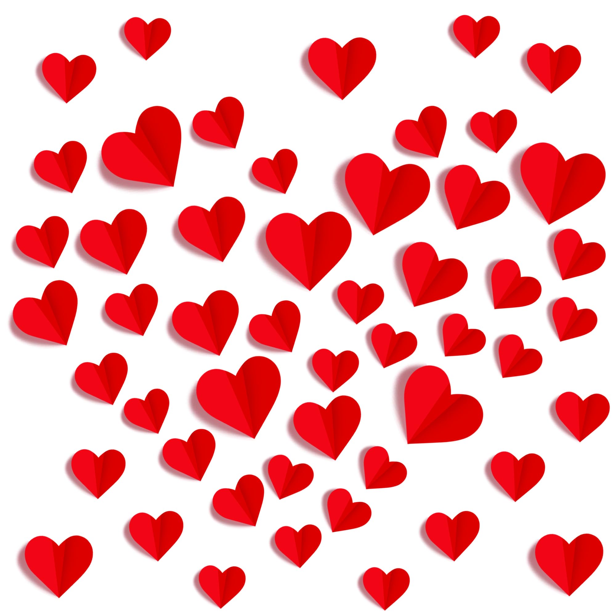 Photo 1 of 120 Pcs 3D Heart Wall Stickers Valentines Day Wall Decorations Waterproof Red Heart Walls Decals Love Hearts PVC Walls Stickers Decal for Wedding Anniversary Party Bedroom Home School Office Decor