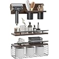 Amazon.com: RoleDes Bathroom Floating Shelves with Hair Dryer Holder ...