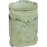 Creative Co-op DA3571 Embossed Tin Letter Box, 10" x 15.5", Aqua