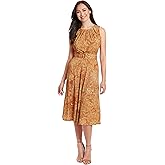 London Times Womens Sleeveless Jersey Keyhole Belted Midi Dress