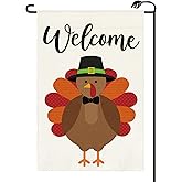 Happy Thanksgiving Turkey Garden Flag 12x18 Inch Vertical Double Sided Seasonal Fall Welcome Small Flags Farmhouse Outside Decoration For Yard (ONLY FLAG) GE33