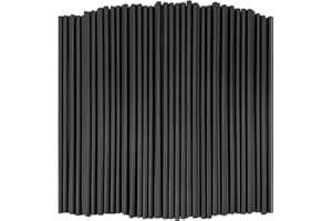 KTOJOY 300 Pcs Disposable Drinking Plastic Straws, 8.26" Long, 0.23'' Diameter, Black