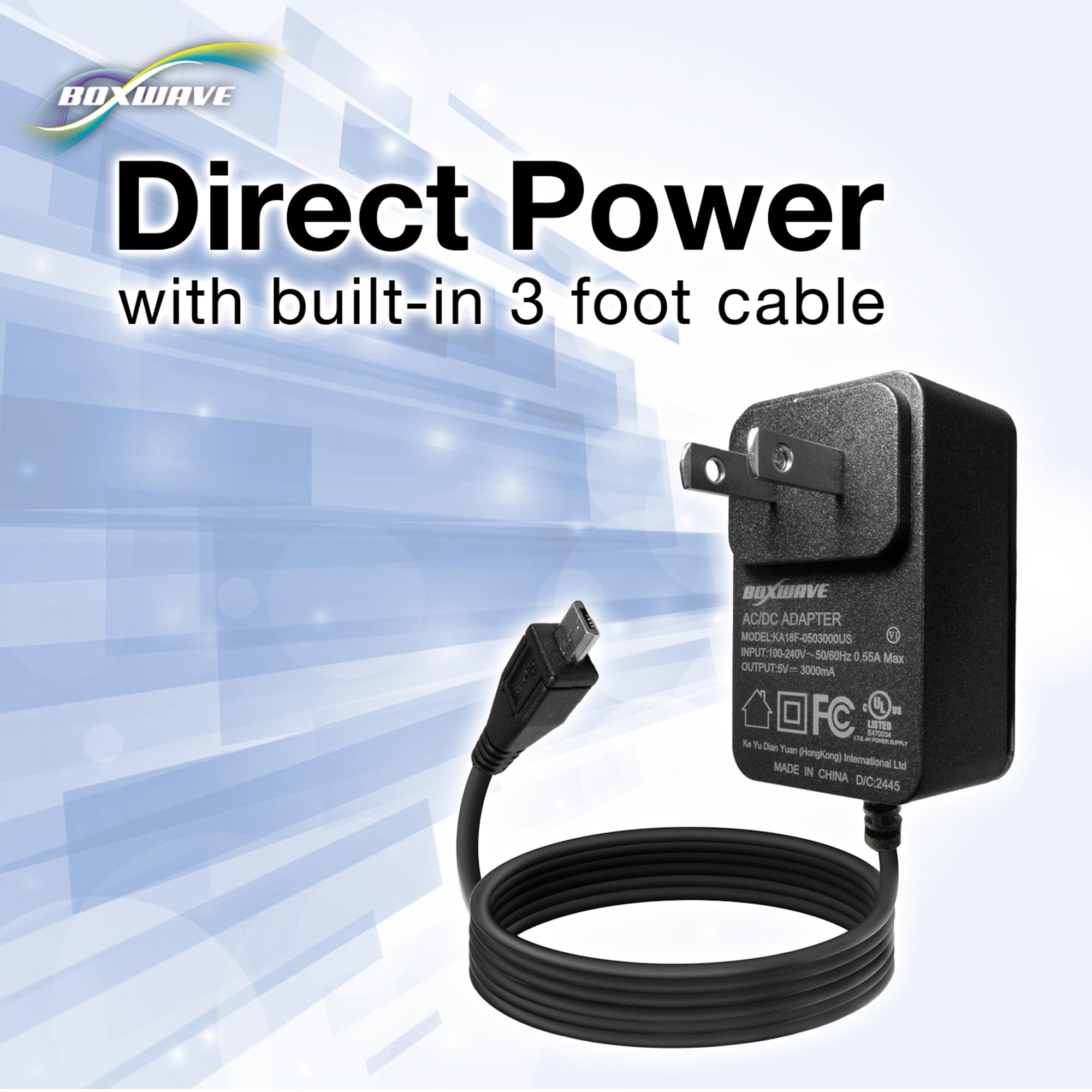 BoxWave Charger Compatible with Freestyle Libre Reader - Wall Charger Direct (15W), Rapid Charge Your Device with Built-in 3ft Cable