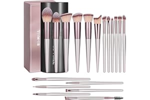BS-MALL Makeup Brush Set 18 Pcs Premium Synthetic Foundation Powder Concealers Eye shadows Blush Makeup Brushes Champagne Gol