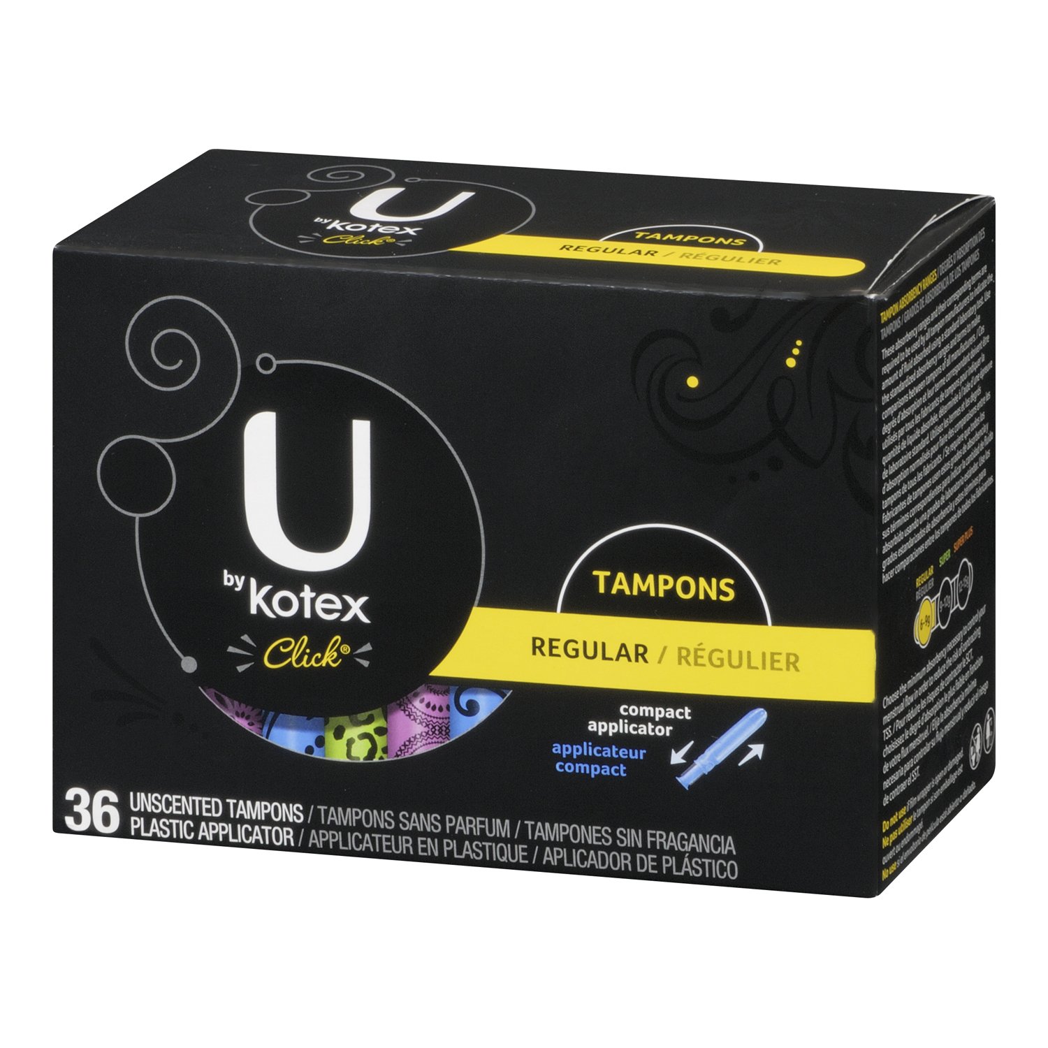 U By Kotex Click Regular Compact Tampons, Unscented, 36 Count on