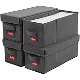 NUSWOR Premium CD Storage Box | Stackable CD Organizer Box with Lid | Holds 140 Jewel Cases | 14.37 x 5.5 x 6.3 inches | 4 Pack | Grey