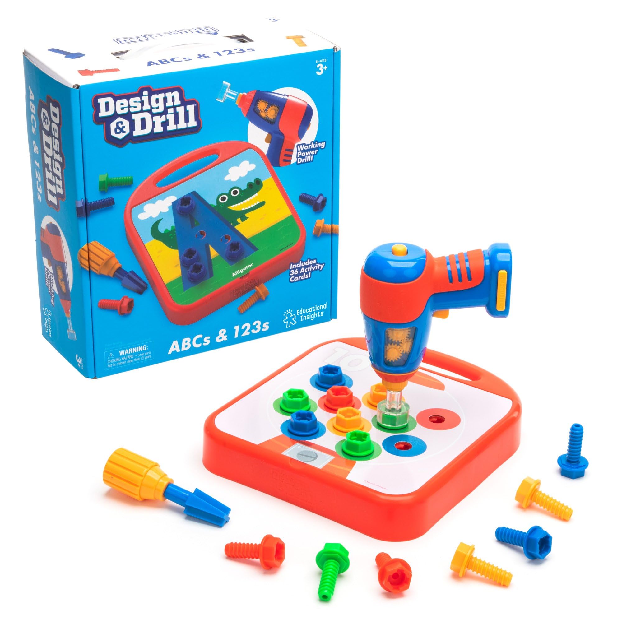 Learning Resources Design & Drill ABCs & 123s, Fine Motor Skills Construction Toy