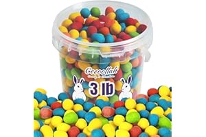 GEEOOLLAH Easter Mini Eggs 3LB Bucket – Rainbow Colorful Candy Coated Milk Chocolate Shells – Bulk Easter Candy for Kids, Egg Hunts, Dishes, Spring Treats, Holiday Desserts, Snack Bowls