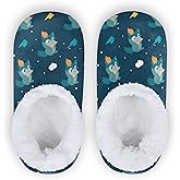 Jucciaco Little Kids Boys Girls House Slippers Cartoon Wolf Animal Blue Boys Girls Home Shoes Winter Indoor XS-S