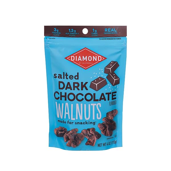 DIAMOND OF CALIFORNIA SALTED DARK CHOCOLATE WALNUTS, 4 OZ, 1 PACK