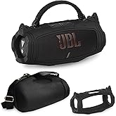 JCHPINE Silicone Cover and Hard Carrying Case for JBL Charge 6 Portable Bluetooth Speaker Accessories, Protective Cases for JBL Charge 6 AI Sound Bluetooth Speaker with Shoulder Strap (Black)