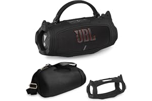 JCHPINE Silicone Cover and Hard Carrying Case for JBL Charge 6 Portable Bluetooth Speaker Accessories, Protective Cases for JBL Charge 6 AI Sound Bluetooth Speaker with Shoulder Strap (Black)
