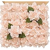 TINGE TIME Gardenia Flowers Artificial 25pcs Artificial White Flowers Perfect for Wedding Decorations, Baby Shower, DIY Graduation Caps, Gardenia Party Decor, Flower Wall Decoration(PeachPink)