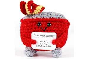 Tmtains Emotional Support Dumpster Fire Crochet Dumpster Fire Desk Accessories Positive Handmade Knitted Plush Funny Encouragement Inspirational for Women Coworker Room Decors (Red)