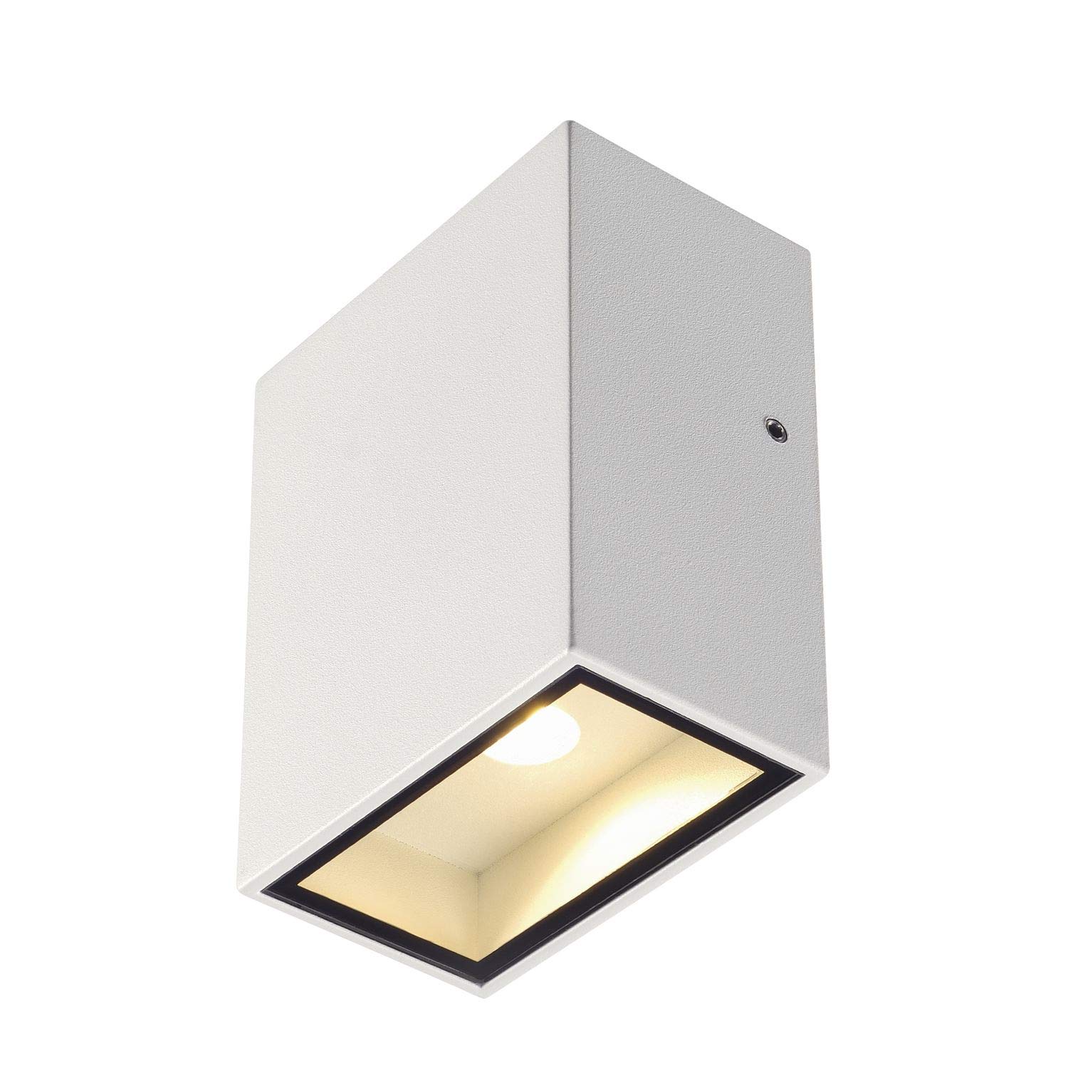SLV Surface-Mounted Wall Light Quad 1 XL/Illumination for Walls, Paths, entrances, Surface-Mounted Outdoor Light, Garden lamp / IP44 3000K 4.5W 290lm White 110 Degrees