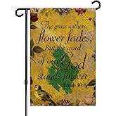 ALEXMACLIST Forever Bible Verse Garden Flag Isaiah 40:8, God Stands Christian Quotes Double Sided 12x18 Inch, Religious Outdoor Yard Decor Inspirational