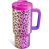 Meoky 32 oz Tumbler with Handle and Flip Straw, 100% Leakproof Tumbler with Lid and Straw, Stainless Steel Insulated Cup, Cupholder Friendly, Keeps Cold for 24 Hours (Celebration)