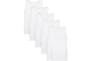 Poroka 5 Pack Boys' Tank Undershirt Sleeveless Tank Tops Assorted Colors Round Neck Cotton Tank Tops