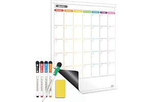 Mag-Fancy Vertical Magnetic Dry Erase Calendar for Refrigerator – Monthly Fridge Planner for Narrow & Side-by-Side Fridges, F