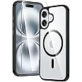 FNTCASE for iPhone 16 Plus Case: Clear Case Magnetic Military Grade Drop Protection Anti Yellowing Cell Phone Cover - Rugged Shockproof Protective Bumper Transparent Cases(Black)