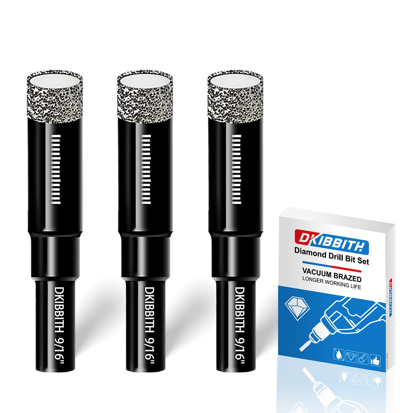 3pc 9/16” Diamond Core Drill Bits Set, 14mm Tile