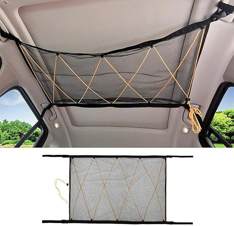Amazon Co Jp カーゴネット ラゲッジネット 荷物ネット 天井ルーフネット 車内天井専用 伸縮性 車用 荷崩れ防止 荷物固定 収納に便利 荷物落下防止 強力ネット固定フック 車 バイク