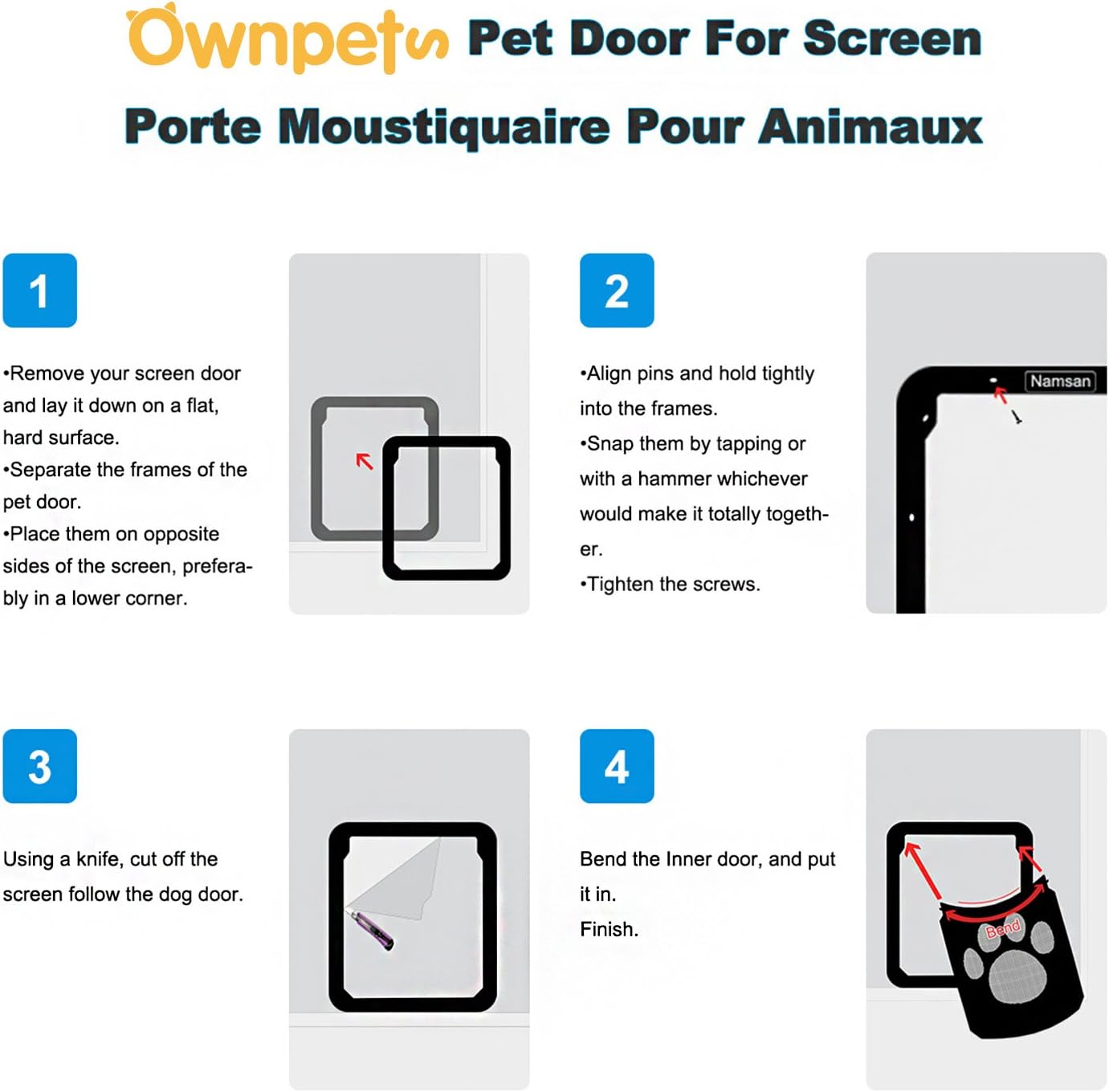 Ownpets Screen Dog Door, Inside Door 12x14x0.4 inch, Lockable Pet Screen Door with Magnetic Self Closing Function, Screen Door for Dogs &Cats : Pet Supplies
