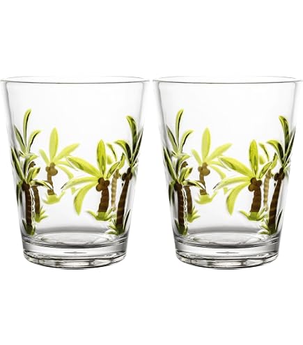 Amazon.com | Acrylic H.B. Tumbler Palm Tree Design 20 oz. Set of 4: Tumblers  & Water Glasses